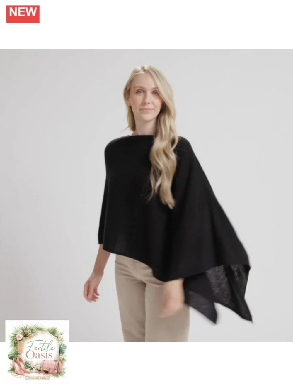 100% Cashmere Poncho Wrap Dress Topper Shawl